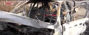 O mașină a explodat pe stradă, după ce a fost alimentată la o stație GPL, în București! Autoturismul a ars în totalitate / VIDEO