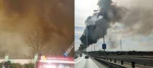 Incendiu de proporții la o fostă fabrică de țigări din Timișoara. Pompierii intervin de urgență