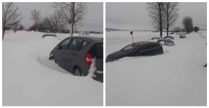 Imagini incredibile. Mașinile au fost acoperite total de zăpadă. Iarna a pus stăpânire pe mai multe zone din România / FOTO