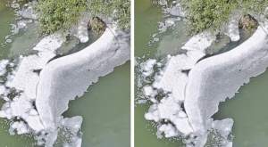 Fenomen neașteptat pe râul Siret! S-a observat o substanţă necunoscută care pluteşte pe apă / FOTO