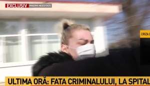 Fiica criminalului din Onești, reacție violentă cu jurnaliștii, în fața spitalului unde tatăl său e internat / VIDEO