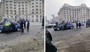 Accident rutier teribil în fața Parlamentului! Cinci persoane au fost rănite, după impactul între două autoturisme / FOTO