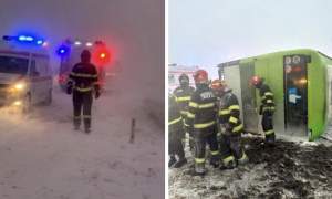 Situație neașteptată în județul Ialomiţa, după ce un autocar cu 40 de pasageri s-a răsturnat. Planul Roșu de intervenție a fost activat / FOTO