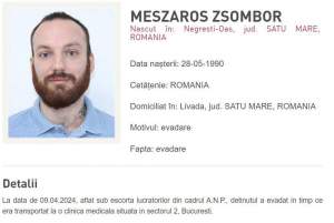 Meszaros Zsombor, criminalul care a evadat ieri de sub escortă, a fost prins! Bărbatul era în Oradea