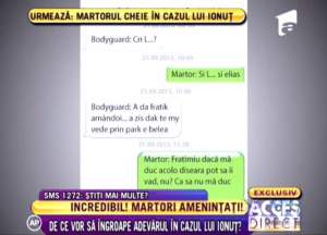 Uite mesajele de ameninţare primite de martorul cheie în cazul lui Ionuţ / VIDEO