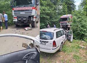 Un tânăr de 26 de ani a murit, după ce mașina lui a intrat într-un camion. Accidentul rutier grav s-a produs în Gorj / FOTO