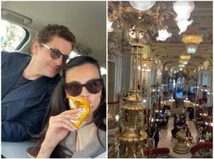 Adrian Sînă a surprins-o pe Anca Serea cu o vacanță în doi. În ce locație de lux și-a dus artistul soția: „E cea mai frumoasă cafenea din lume” / FOTO