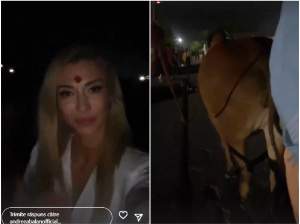 Andreea Bălan, la plimbare cu căruță prin India. Cum s-a filmat jurata de la Te cunosc de undeva: „Acum face pipi?! Aoleu” / VIDEO