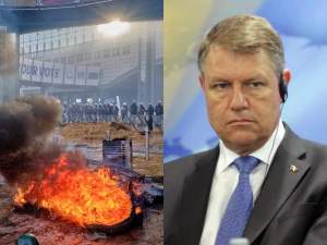 Klaus Iohannis, prins în incendiile din Bruxelles. Protestatarii au intrat în clădirea unde se află și președintele României