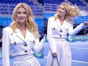 Andreea Bălan, susținătoarea lui Victor Cornea și la meciul din Grecia! Artista îi poartă numele iubitului ei / FOTO