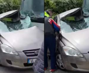 Accident grav în Vâlcea, provocat de un șofer băut! O persoană a murit și alte două au fost grav rănite după ce o mașină și un autocar s-au ciocnit / FOTO