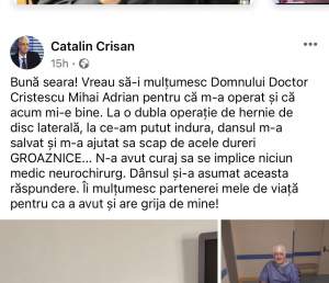 De ce a fost operat Cătălin Crișan. Cum se simte artistul în urma intervenției / FOTO