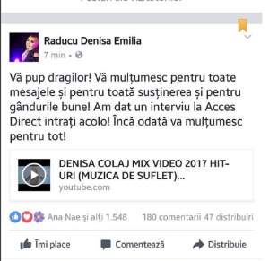 FOTO / La scurt timp după ce a vorbit la TV, Denisa Manelista a postat un mesaj pe Internet! Comunică din nou cu fanii ei
