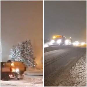 Ninge abundent în centrul României! Drumarii au intervenit cu utilaje și materiale antiderapante. Șoferii trebuie să fie atenți / VIDEO