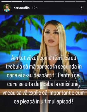 Daria Cuflic de la Insula Iubirii, mesaj dur pentru cei care au spus că trebuia să se oprească din a-l cuceri pe Răzvan Kovacs: „Se uită degeaba...” / FOTO