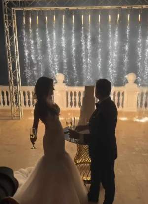 Cum a arătat tortul mirilor de la nunta lui Daniel Pavel cu Ana Maria Pop. A fost adus într-o decor spectaculos  / FOTO