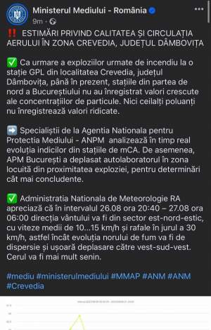 Fumul de la Crevedia se îndreaptă spre București! Anunțul făcut de comisarul general al Gărzii Naționale de Mediu