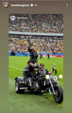 Loredana Groza, show de excepție pe Arena Națională, la meciul de retragere al Generației de Aur! Artista, apariție fabuloasă pe motocicletă! / VIDEO