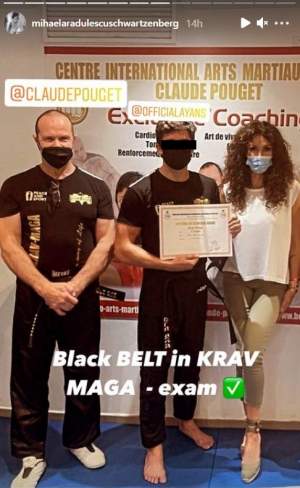 Fiul Mihaelei Rădulescu a obținut centura neagră în Krav Maga, un sistem de luptă complex. Ayan și-a făcut mândră mama