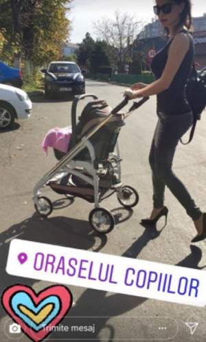 FOTO / Anda Călin, la plimbare cu fiica ei în parc! Cât de bine arată iubita lui Vârciu pe tocuri, la câteva săptămâni după ce a născut