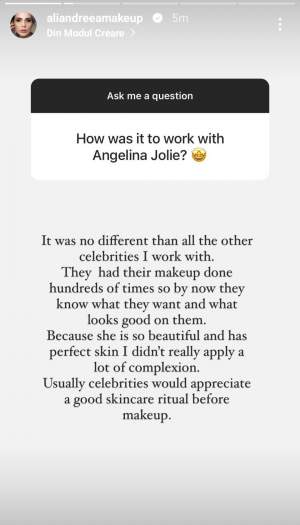 Ali Andreea, dezvăluiri după ce a machiat-o pe Angelina Jolie. Superstarul american s-a lăsat pe mâna româncei: ”Are o piele perfectă” / FOTO