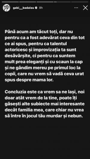 Gabi Bădălău, o nouă replică dură împotriva Claudia Pătrășcanu. Cum se apără omul de afaceri din Bolintin, după ce a fost acuzat că nu are grijă de copii: „Până acum am tăcut toți” / FOTO