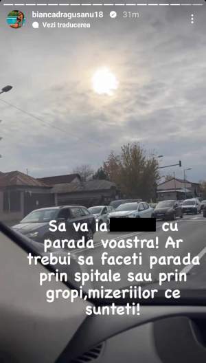 Bianca Drăgușanu, reacție explozivă după ce a ieșit în oraș cu mașina! Vedeta a pus la punct organizatorii paradei de 1 decembrie: ”Mizeriilor ce sunteți” / FOTO