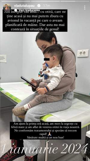Vlăduța Lupău a ajuns cu fiul ei la spital, în prima zi din an. Ce probleme are micuțul Iair: ”Am început rău...”