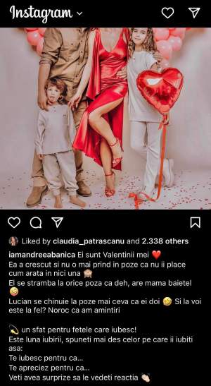 Andreea Bănică, imagine emoționantă alături de soț și copii. Ce mesaj a postat vedeta de Valentine's Day: ,,Este luna iubirii” / FOTO