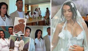 PRIMELE IMAGINI de la nunta lui Ronaldo cu Georgina. Au avut doar 9 invitați, părinții nu au fost prezenți. Georgina a fost o mireasă atipică, purtând fustă și cămașă / VIDEO