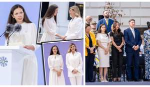 Cât costă rochia purtată de Mirabela Grădinaru în Ucraina. Ținuta este creată de Andreea Raicu