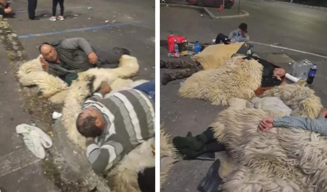 Imagini ȘOCANTE cu ciobanii care au rămas peste noapte &icirc;n București. Protestele continuă și azi. Oamenii s-au &icirc;nvelit cu cojocul și s-au culcat pe jos, &icirc;n Piața Victoriei / VIDEO