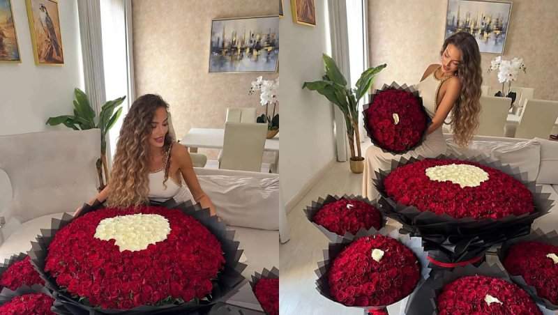 Cine o răsfață pe Bianca Drăgușanu cu buchete uriașe de trandafiri. Unul are un detaliu special