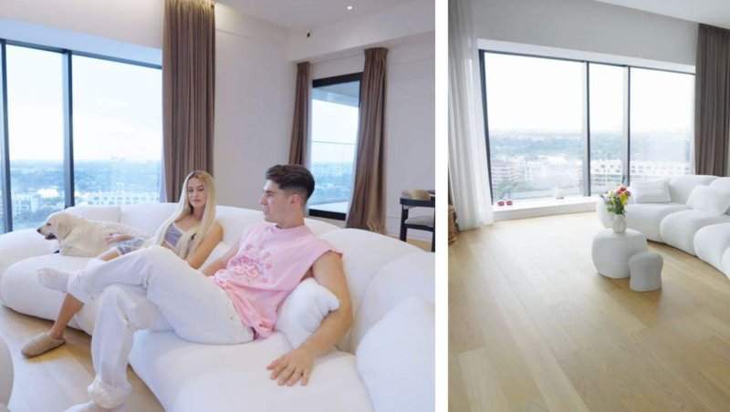 Penthouse-ul în care s-au mutat Bisoi și iubita este uriaș! Cum arată noua locuință a vloggerului | FOTO