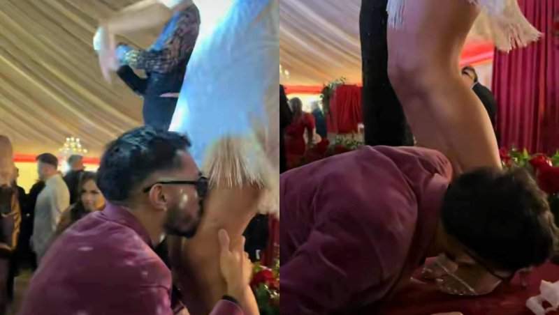 Imagini nevăzute de la nunta lui Armin Nicoară și a Claudiei Puican! Artistul i-a pupat picioarele soției sale