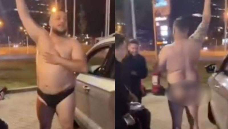 "Regele TikTok-ului", dezbrăcat în plină stradă! Alin Borcan a purtat doar o pereche de bikini