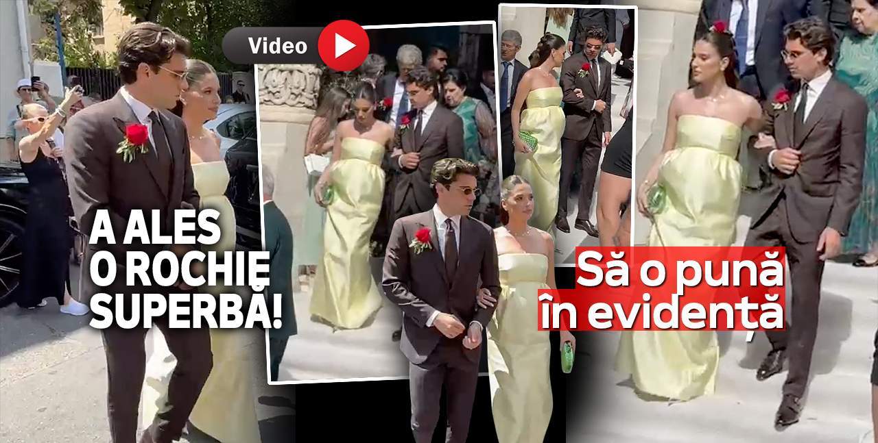 Imagini rare! Ținuta Elenei Hagi i-a pus în evidență burtica de gravidă, la nunta Kirei Hagi! Cât de atent este soțul ei, Ianis | VIDEO