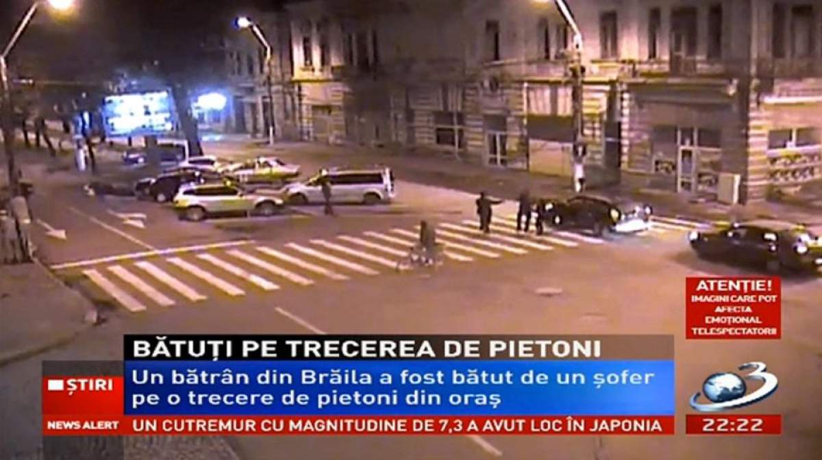 Cât tupeu! Un bătrân a fost bătut pe o trecere de pietoni din Brăila / VIDEO