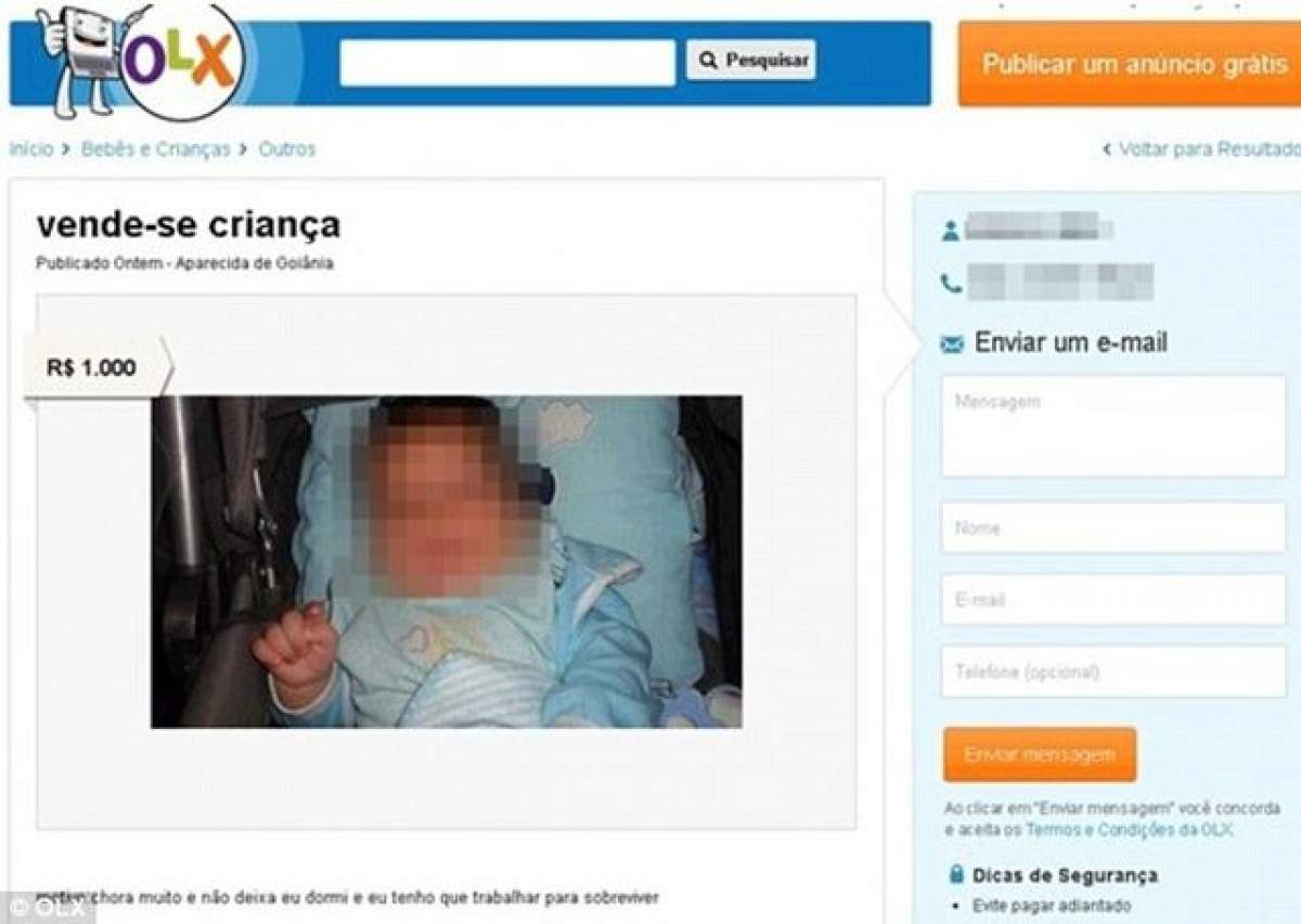 Strigător la cer! Un copil a fost vândut pe internet pentru 267 euro!