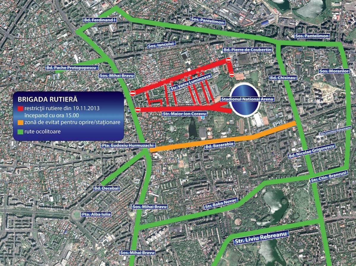 Locuieşti în zona Stadionului Naţional Arena? Vezi ce drumuri sunt închise mâine, în ziua meciului România - Grecia