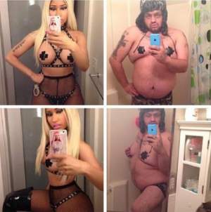 Poza care a oripilat internetul! Un bărbat s-a pozat gol, precum Nicki Minaj!