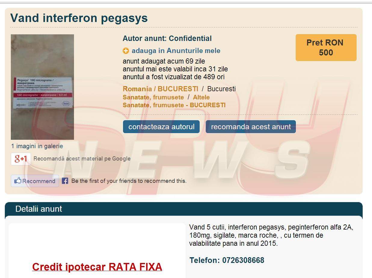 Interferon şi antibiotice vândute ilegal, pe Internet