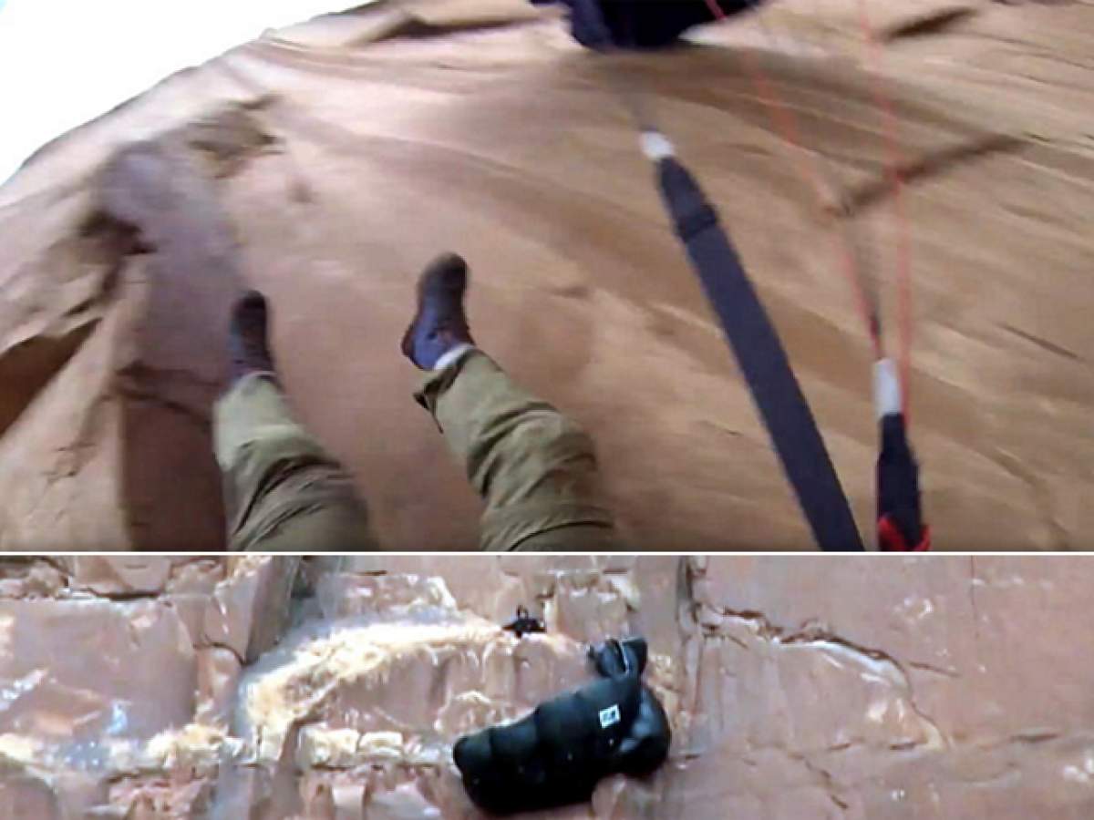 VIDEO INCREDIBIL Un bărbat a fost la un pas de moarte. A fost filmat cu încetinitorul în timp ce cădea în gol