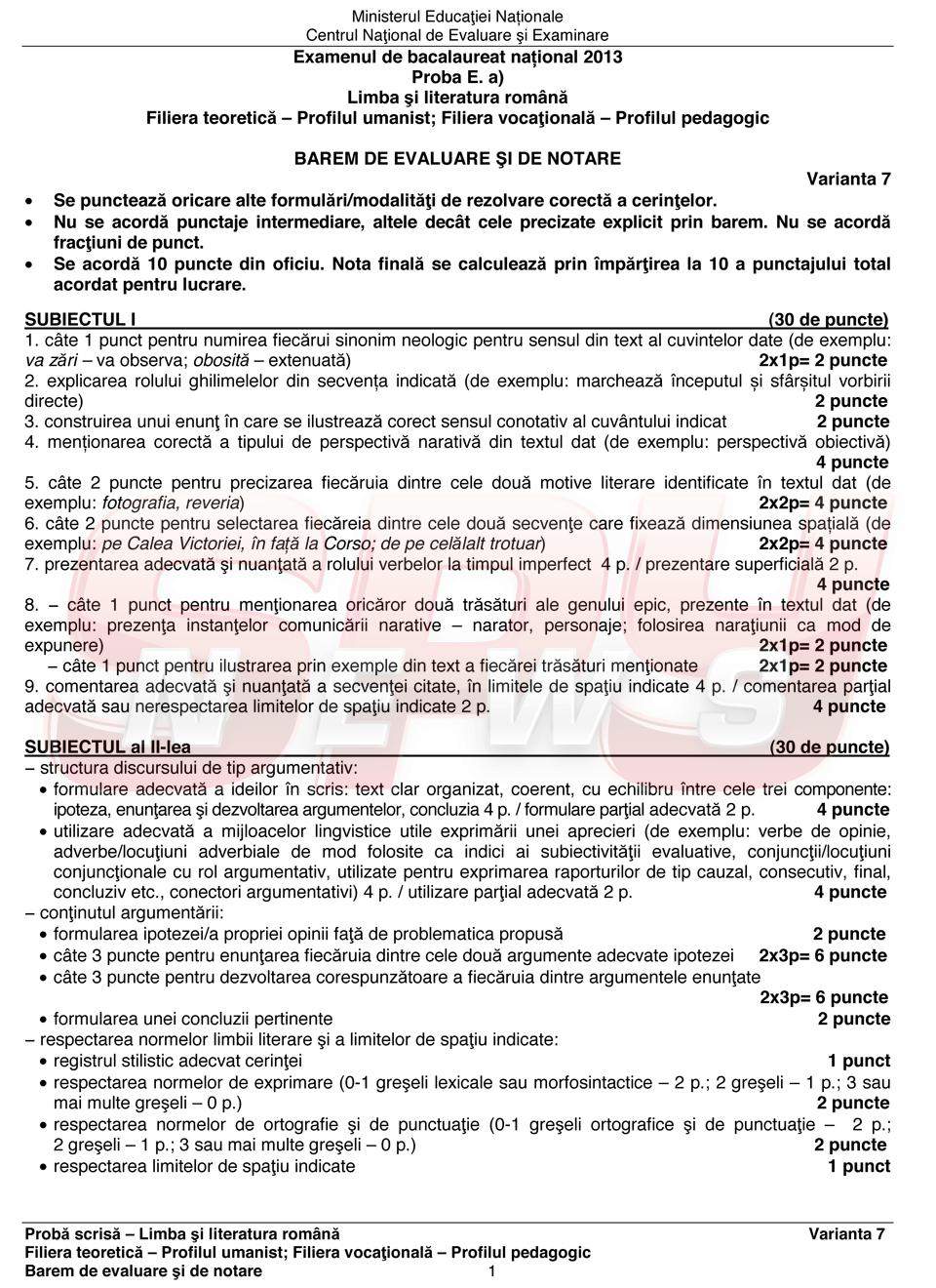Bacalaureat 2013 / Vezi aici subiectele picate la Limba şi Literatura Română şi cum trebuia să le rezolvi!