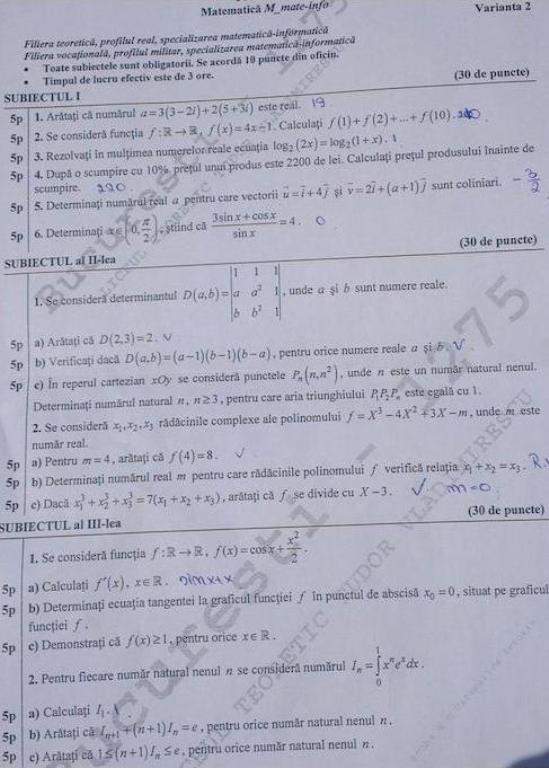 Crezi că poţi să rezolvi asta? Vezi aici ce subiecte s-au dat astăzi la BAC la matematică şi istorie!