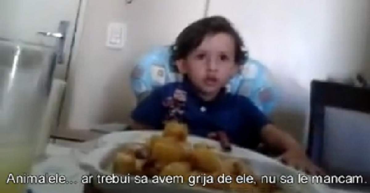 Un copil de patru ani ne învaţă de ce nu e bine să mâncăm carne!/ VIDEO