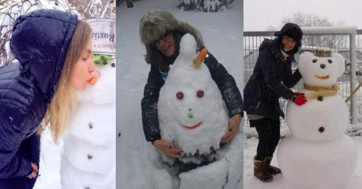 FOTO S-au bucurat ca nişte copii de ninsoare! Vedetele şi oamenii lor de zăpadă. Care-ţi place mai mult?