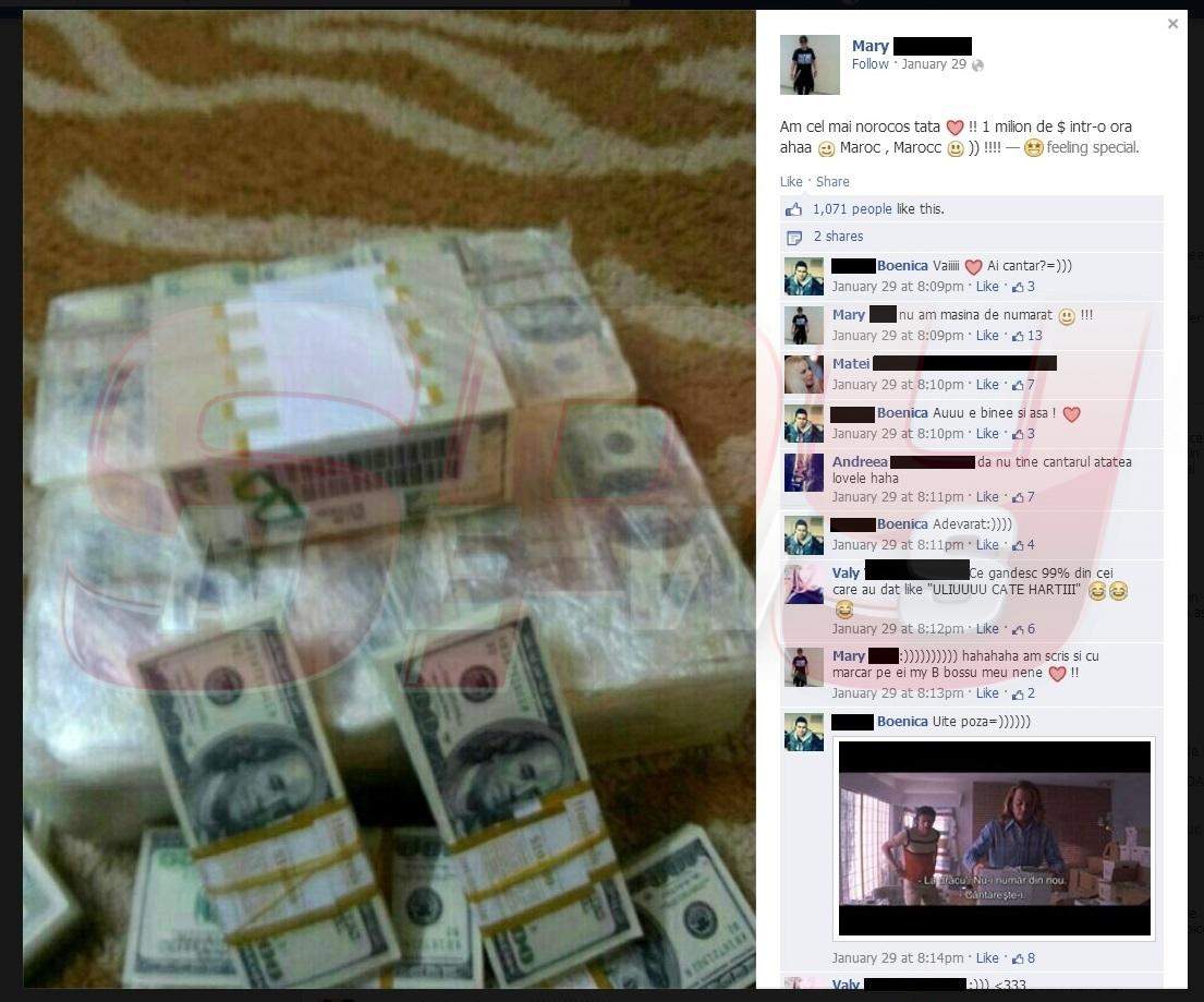 Fiica fugarului Boenică se laudă cu "prada" tatălui ei! "A făcut un milion de dolari într-o oră"
