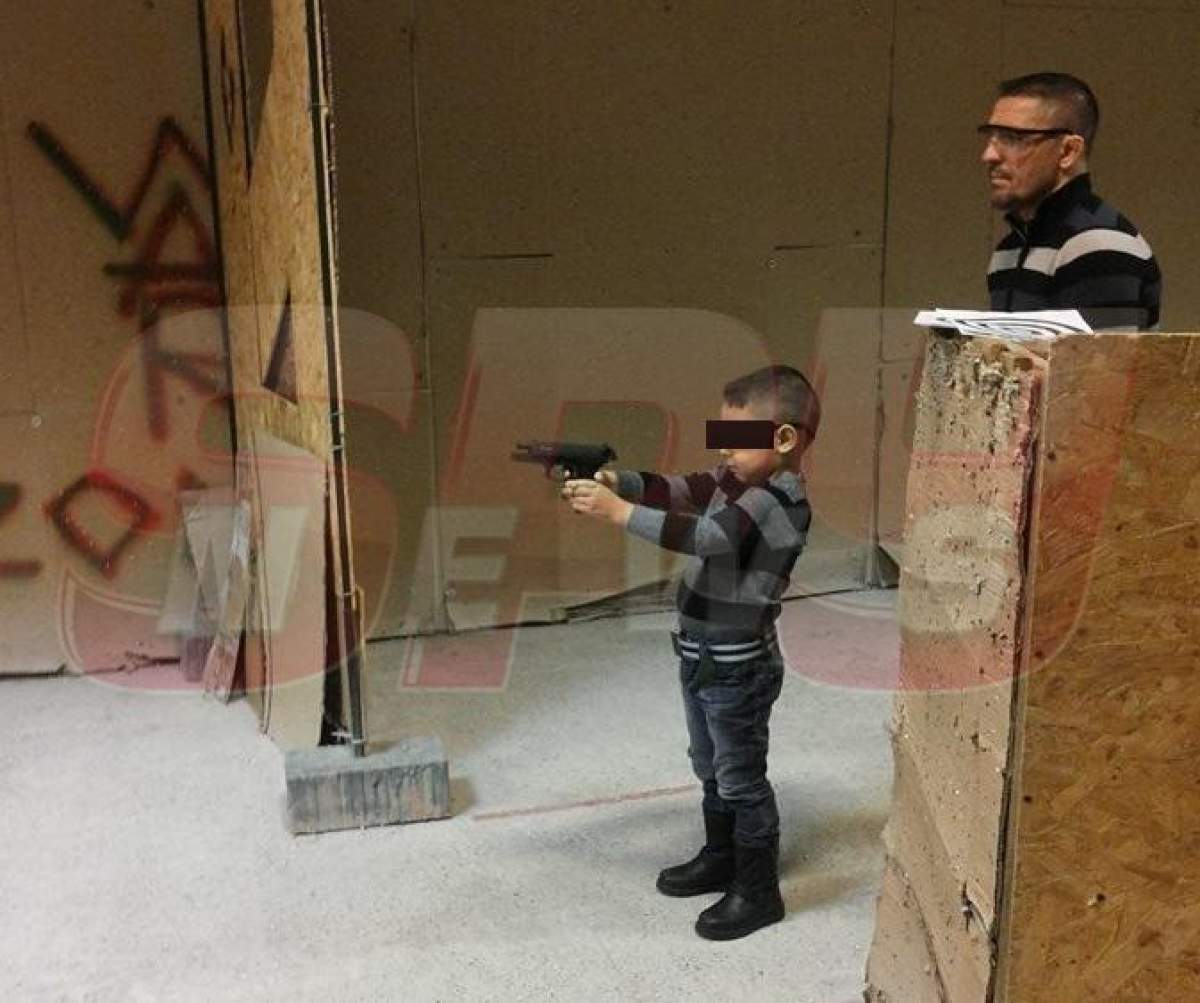 Corduneanu îşi pregăteşte băiatul pentru viaţă. Învaţă copilul să tragă cu pistolul!