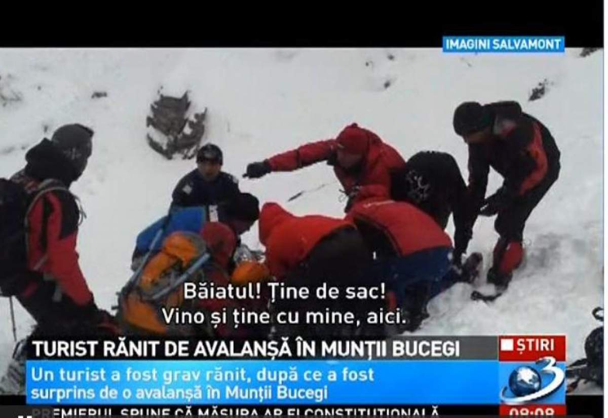 VIDEO Turist rănit de o avalanşă în Munţii Bucegi! Uite în ce stare se află acum